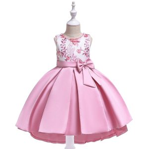 Robe Princesse Tuxedo Rose en Satin pour fille