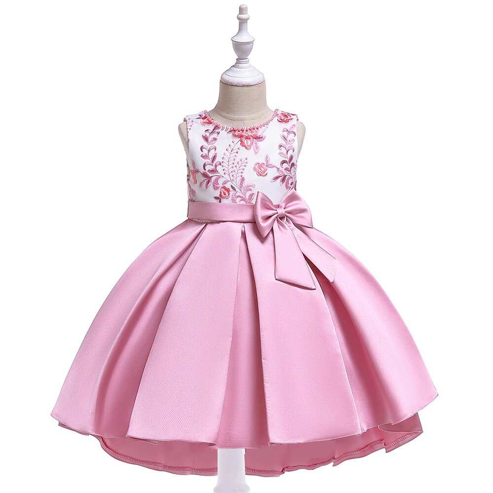 Robe Princesse Tuxedo Rose en Satin pour fille