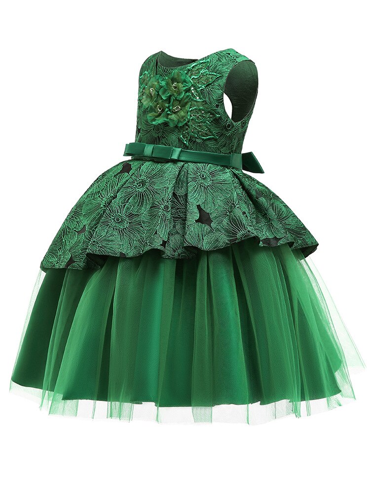 Robe Princesse Verte à Fleurs – Image 3