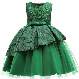 Robe Princesse Verte à Fleurs