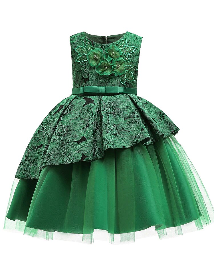 Robe Princesse Verte à Fleurs