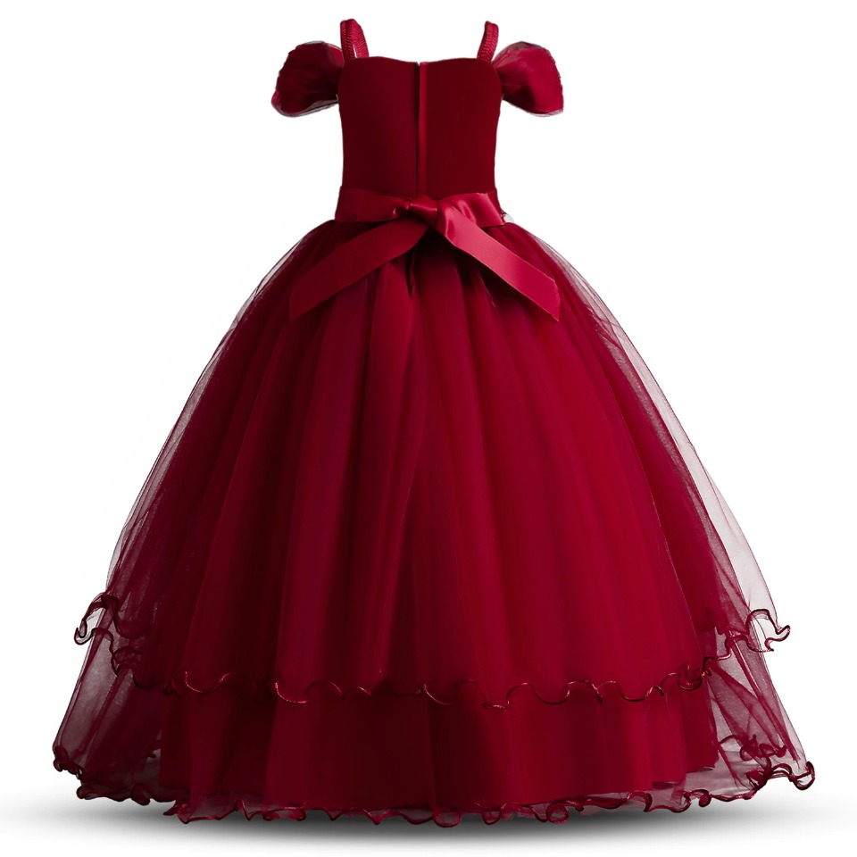 Robe Rouge de Princesse à Fleurs – Image 2