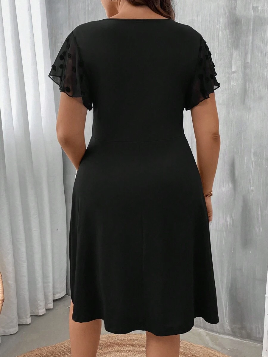 SHEIN GRANDE TAILLE (44/46/50/52/54) -Robe Cache-cœur, manches papillon, taille haute, grande taille – Image 2