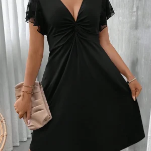 SHEIN GRANDE TAILLE (44/46/50/52/54) -Robe  Cache-cœur, manches papillon, taille haute, grande taille