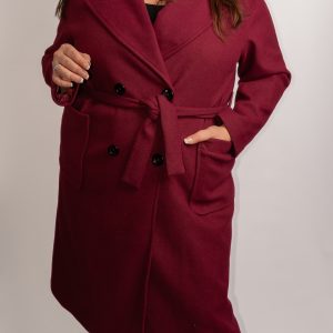 Manteau long croisé à ceinture