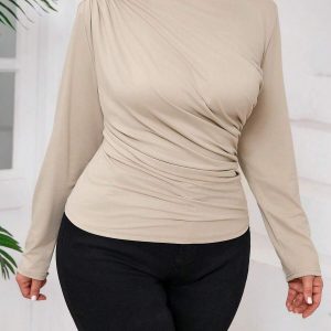 SHEIN GRANDE TAILLE (44/46/48/50/52/54) Pull manches longues plissé uni