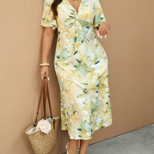 SHEIN GRANDE TAILLE (44/46/48/50/52/54) Robe d&rsquo;été casual grande taille à col en V