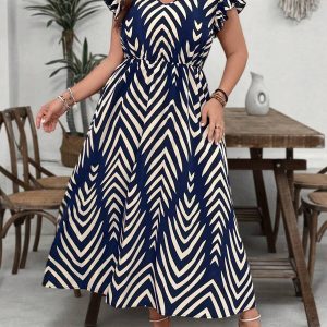 SHEIN GRANDE TAILLE (46/48/50/52/54) Robe imprimé géométrique grande taille