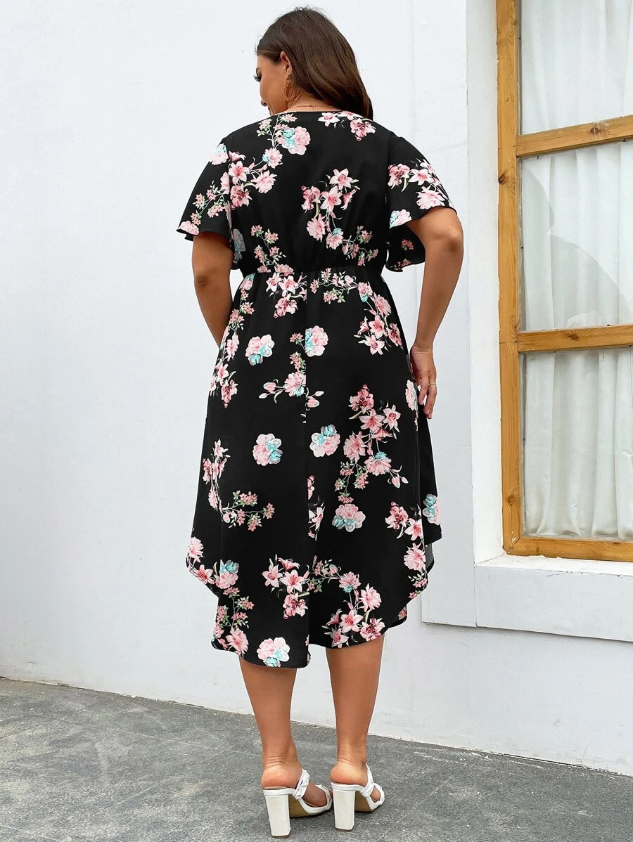 SHEIN GRANDE TAILLE (44/46/48/50/52/54) Robe maxi élégante grande taille à col en V avec imprimé floral – Image 2