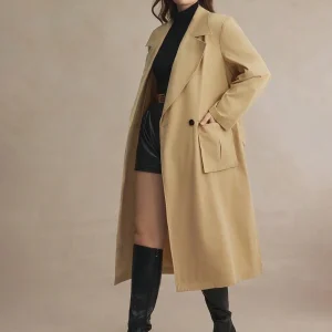 SHEIN GRANDE TAILLE (46/48/50/52/54) Manteau long élégant à double boutonnage uni