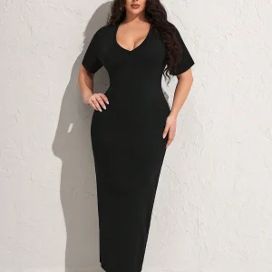 SHEIN GRANDE TAILLE (48/50/52) Robe unie grande taille à manches courtes
