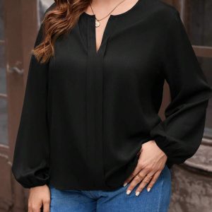 SHEIN GRANDE TAILLE (46/48/50/52/54) – Blouse à encolure dégagée et manches bouffantes