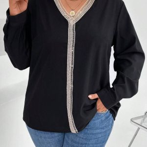 SHEIN GRANDE TAILLE (50/52/54) Blouse élégante en dentelle bicolore