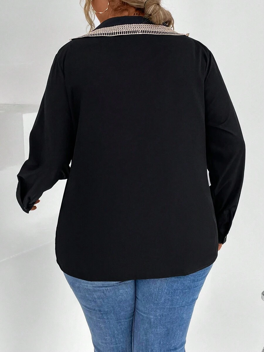 SHEIN GRANDE TAILLE (50/52/54) Blouse élégante en dentelle bicolore – Image 5