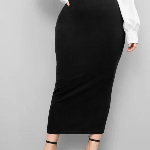SHEIN GRANDE TAILLE (44/46/48/50/52/54)  – Jupe crayon unie grande taille, taille haute, coupe élégante