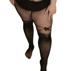 Collants résille nœud satin façon chaussette haute