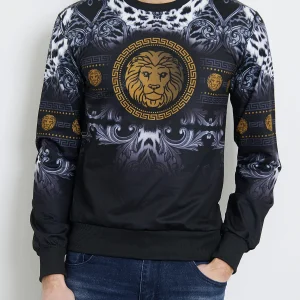 Sweat motif tête de lion doré