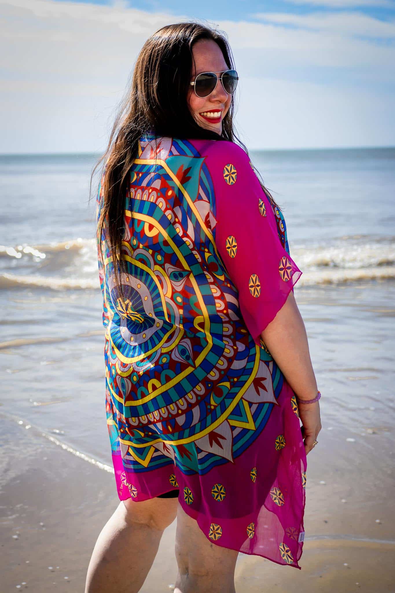 Tunique de plage à imprimé multicolore – Image 2