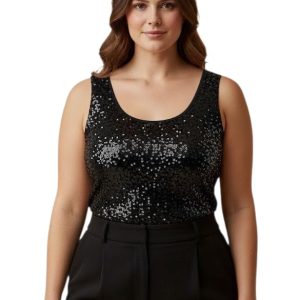 Débardeur à sequins noirs